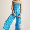 Azure Stripe Bandeau Jumpsuit