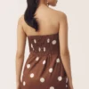RamonValy Mocha Dot Bow Strapless Dress