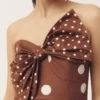 RamonValy Mocha Dot Bow Strapless Dress