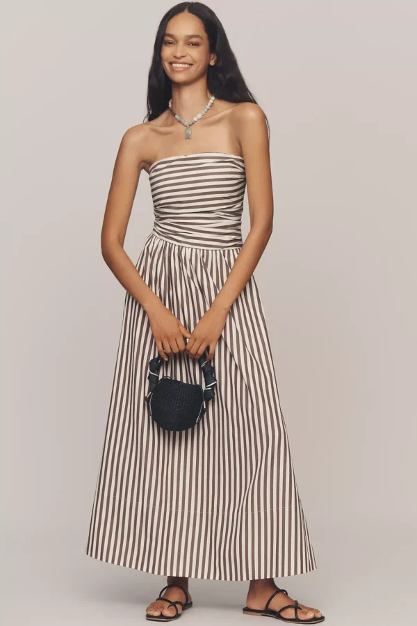 RamonValy Chestnut Stripe Bandeau Midi Dress