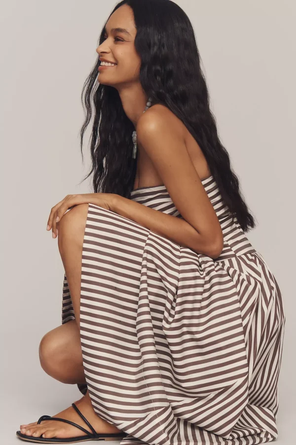 RamonValy Chestnut Stripe Bandeau Midi Dress