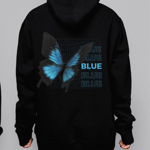 Blue Butterfly Grid Hoodie