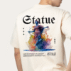 Statue Splash Drop‑Shoulder Tee – Cream