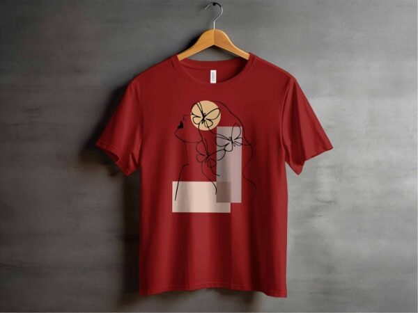 Line Art T-Shirt for Women – Butterfly Muse Design, Minimalist